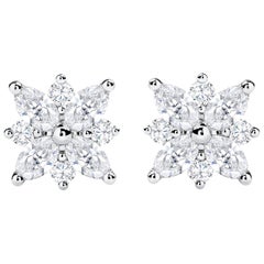 Roman Malakov 0.99 Brilliant Round and Marquis Diamond Starburst Stud Earrings