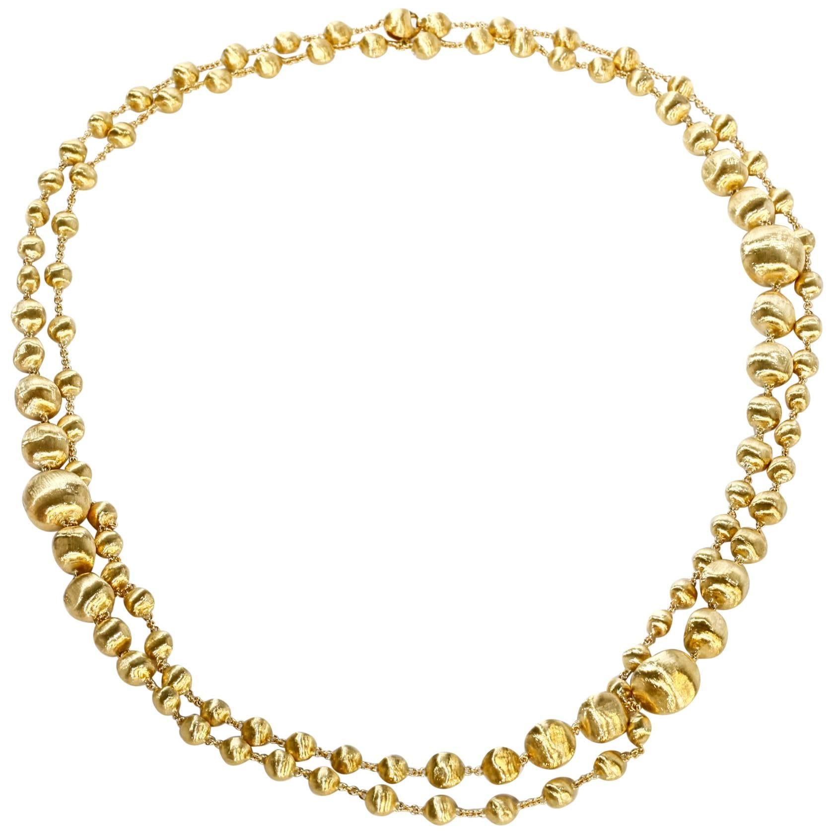 Marco Bicego Triple Wave Necklace Africa Collection 18 Karat Yellow Gold For Sale