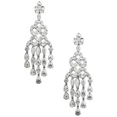 Chandelier Earrings with 16.94 Carat of VS Marquise, Pear and Round Diamonds