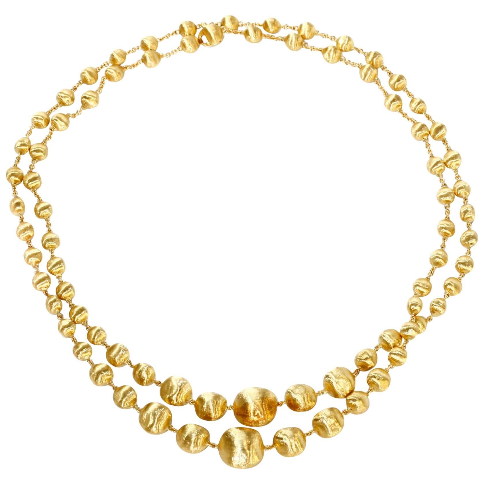 Marco Bicego Double Wave Necklace Africa Collection 18 Karat Yellow Gold For Sale