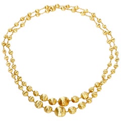 Marco Bicego Double Wave Necklace Africa Collection 18 Karat Yellow Gold