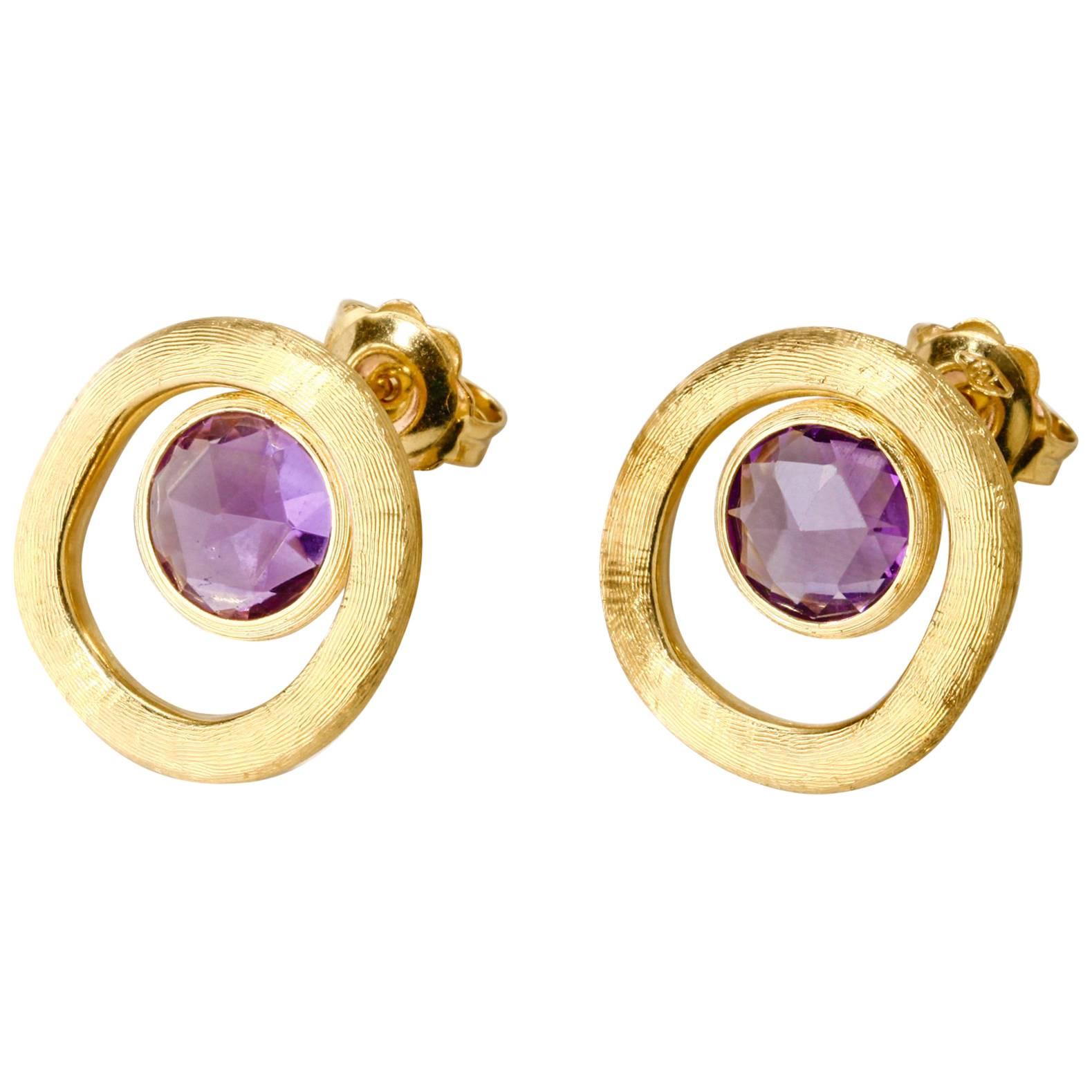 Marco Bigeco Amethyst Earrings Jaipur Color Collection 18 Karat Yellow Gold