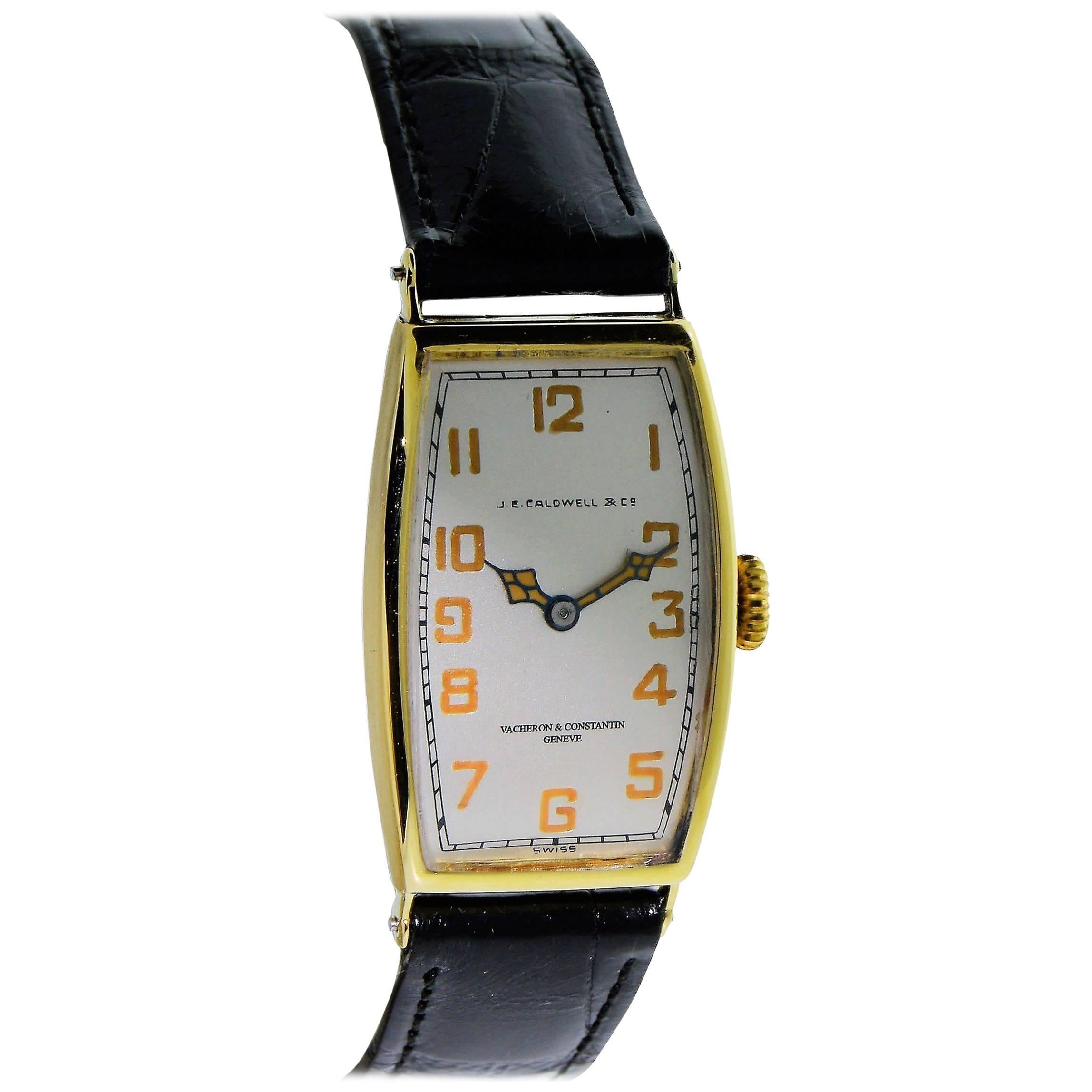 Vacheron Constantin for J.E.Caldwell Yellow Gold Manual Wristwatch, circa 1920s