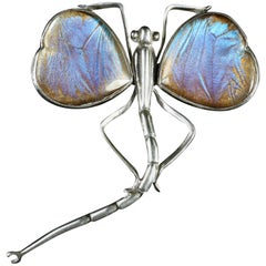 Antique Victorian Butterfly Wing Silver Brooch, circa 1900