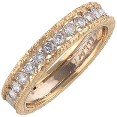 Buccellati Small Yellow Gold and Diamonds Cluster Band Ring