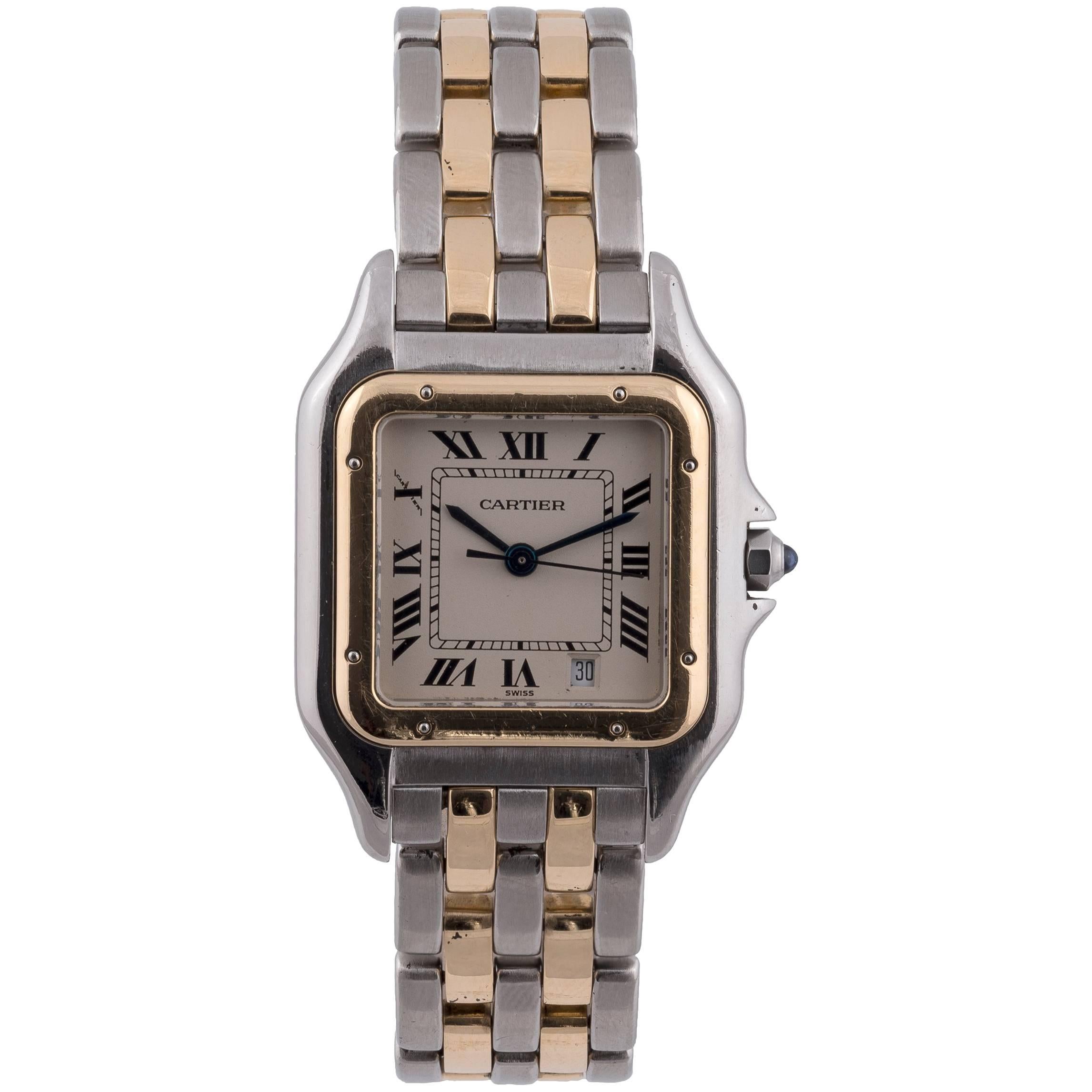 Cartier Yellow Gold Stainless Steel Panthere Quartz Wristwatch Ref 183949