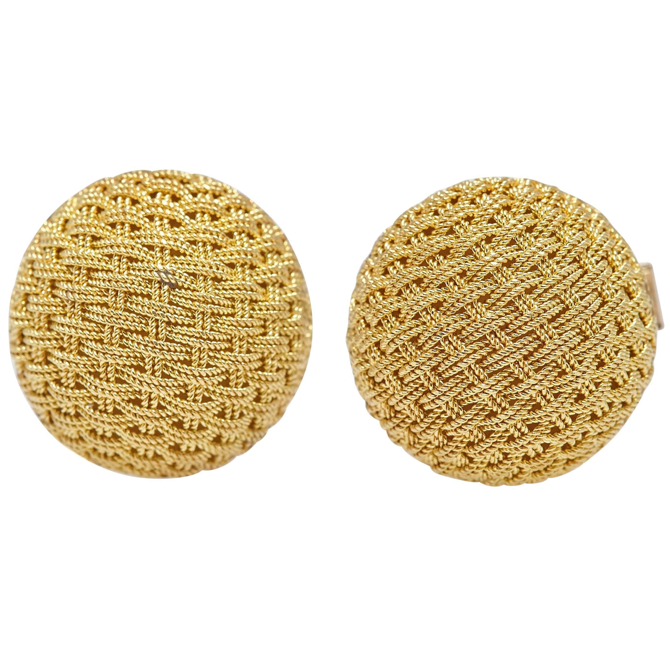 Van Cleef & Arpels Gold Textured Cufflinks