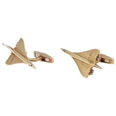 English Concorde Airplane Gold Cufflinks