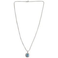 David Yurman Blue Topaz and Diamond Petite Cerise Necklace in Sterling Silver