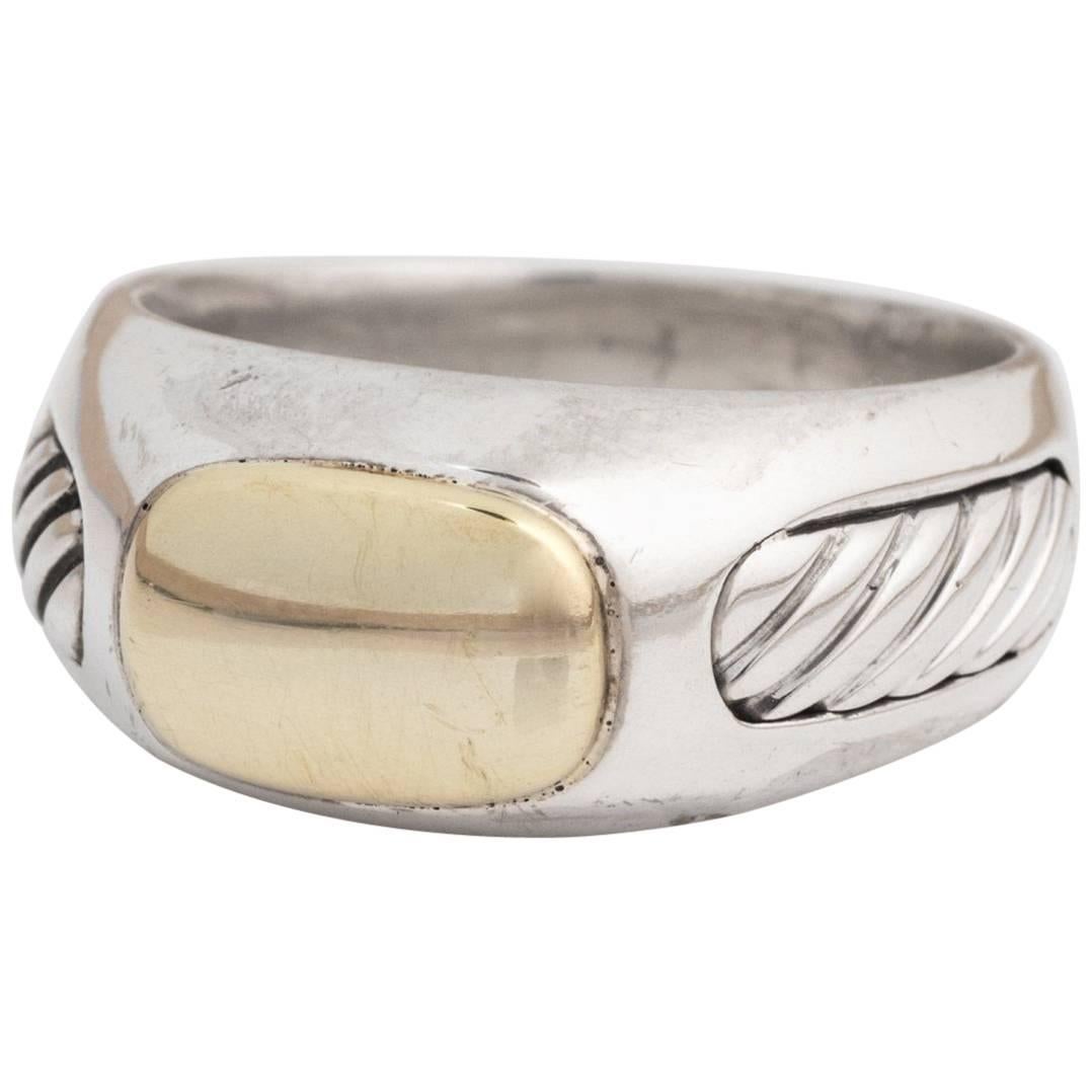 David Yurman Men’s Cable Ring in Sterling Silver and 18 Karat Gold