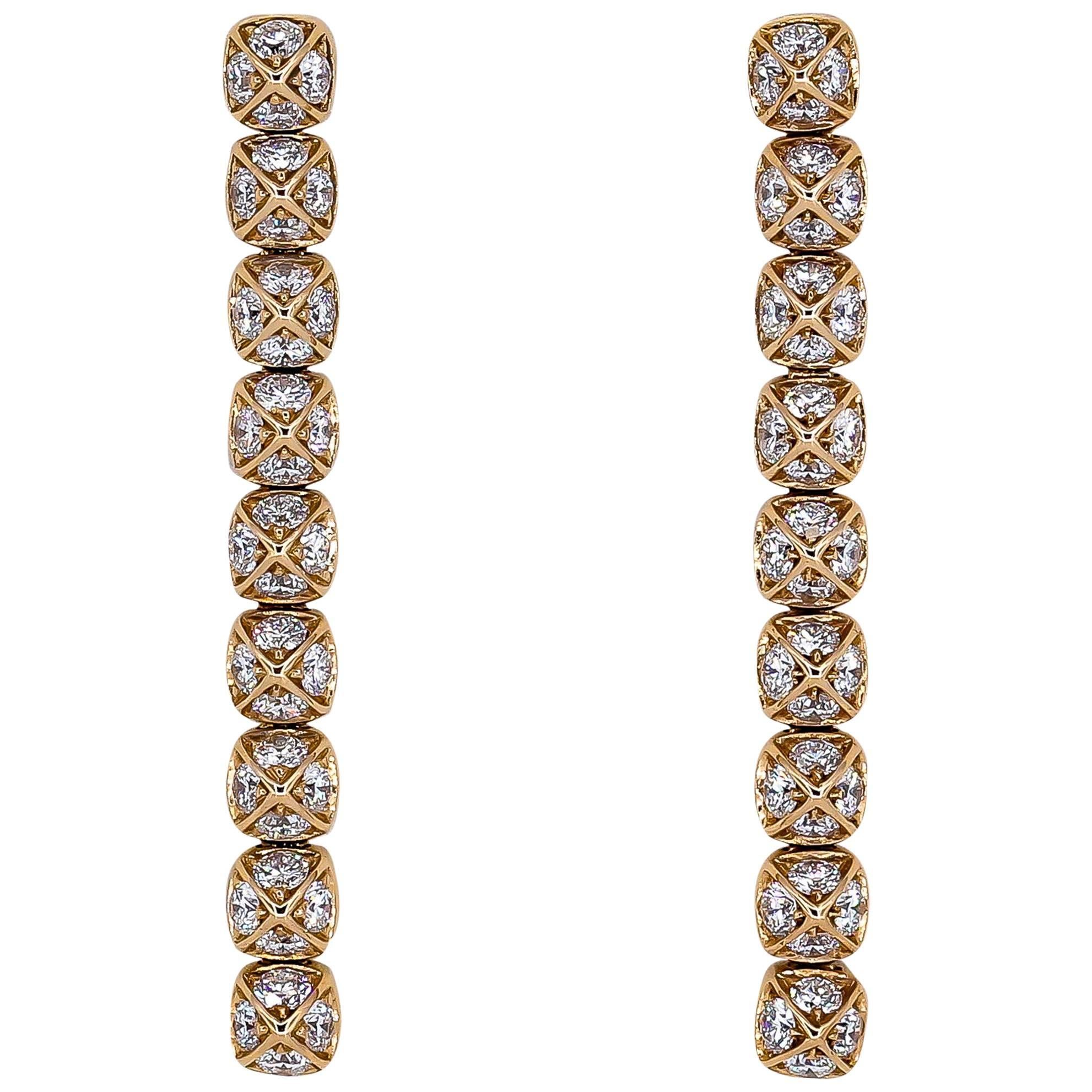 Fred Diamond and Rose Gold Dangle Earrings