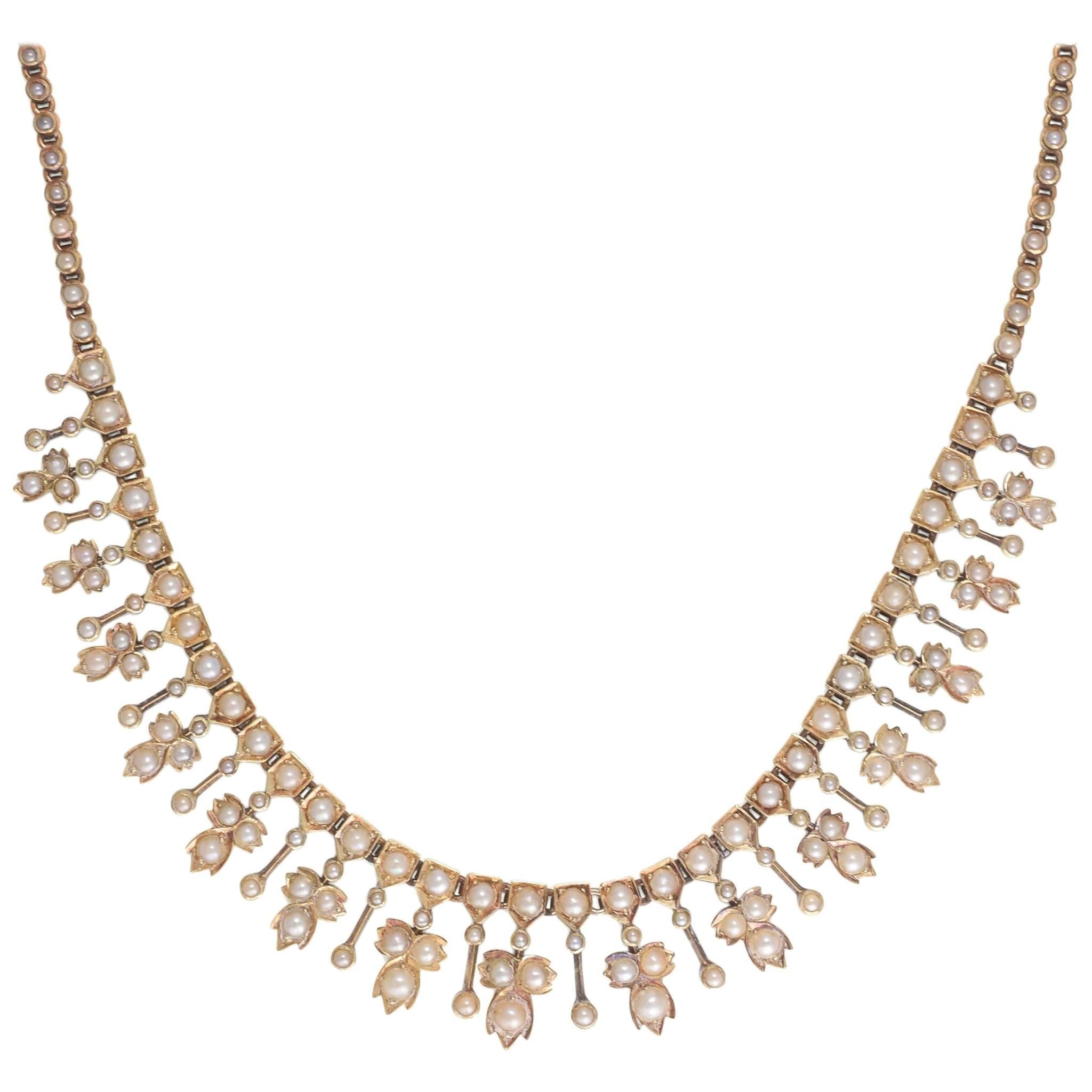 Victorian Seed Pearl Fringe Collar For Sale