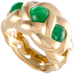 Van Cleef & Arpels Emerald Braided Gold Band Ring