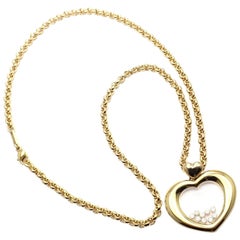 Chopard Large Happy Diamond Heart Yellow Gold Pendant Necklace