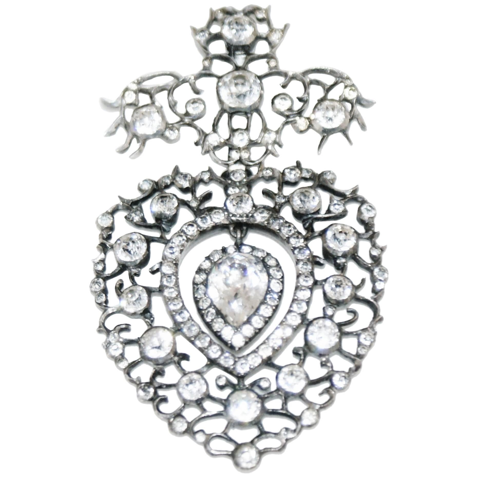 LouisXVI c1780 Antique French Paste Heart Pendant For Sale