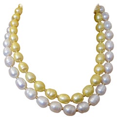 Michael Kneebone Golden Pearl White Pearl Baroque Double Strand Necklace