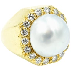 Henry Dunay Pearl Diamond Gold Ring