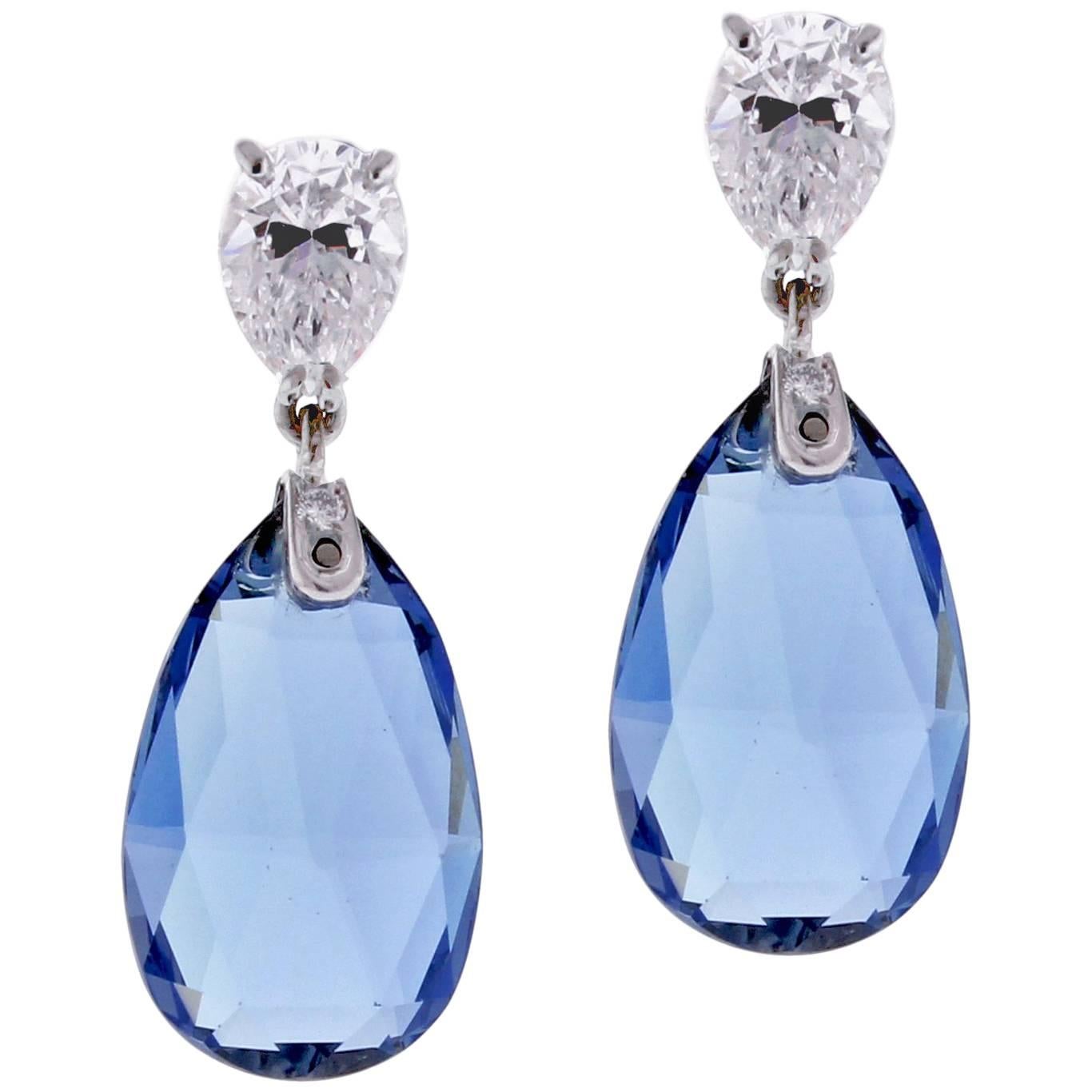 A.G.L Santa Maria Aquamarine and Diamond Earrings