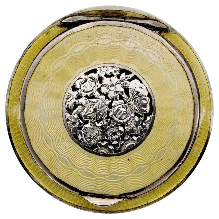 1920 Art Deco Austria Compact Enamel Sterling Silver