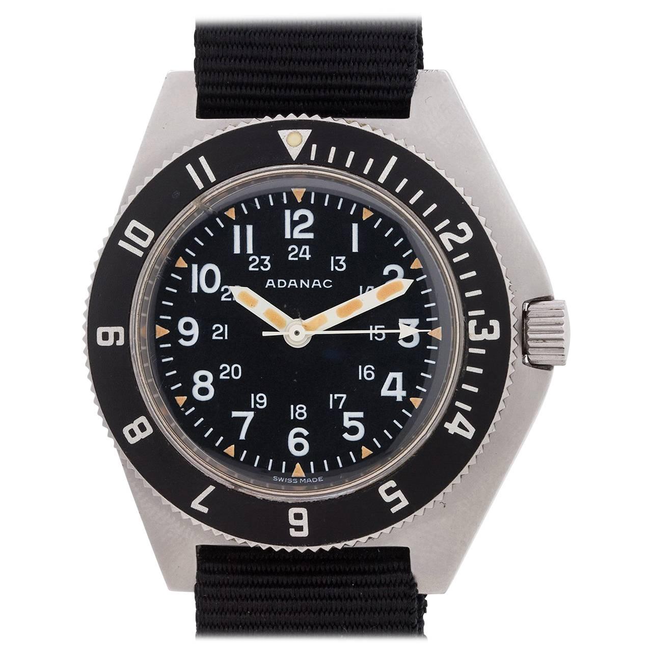 Gallet Stainless Steel Adanac Military Quartz Wristwatch, circa 1986 For Sale
