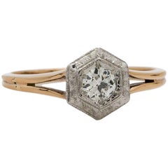 Vintage Engagement Ring 14 Karat 0.40 Carat OEC H-SI1, circa 1920s