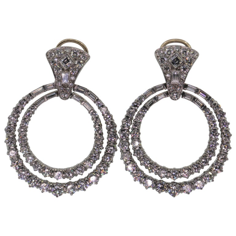 Double Hoop Diamond Earrings For At 1stdibs Double Hoop Diamond Earrings For