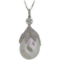 Baroque Pearl Diamond Pendant