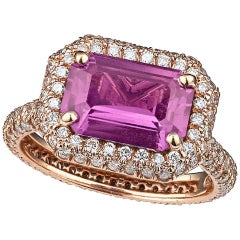 Vintage Pink Sapphire and Diamond Ring