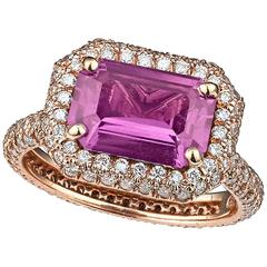 Pink Sapphire and Diamond Ring 7