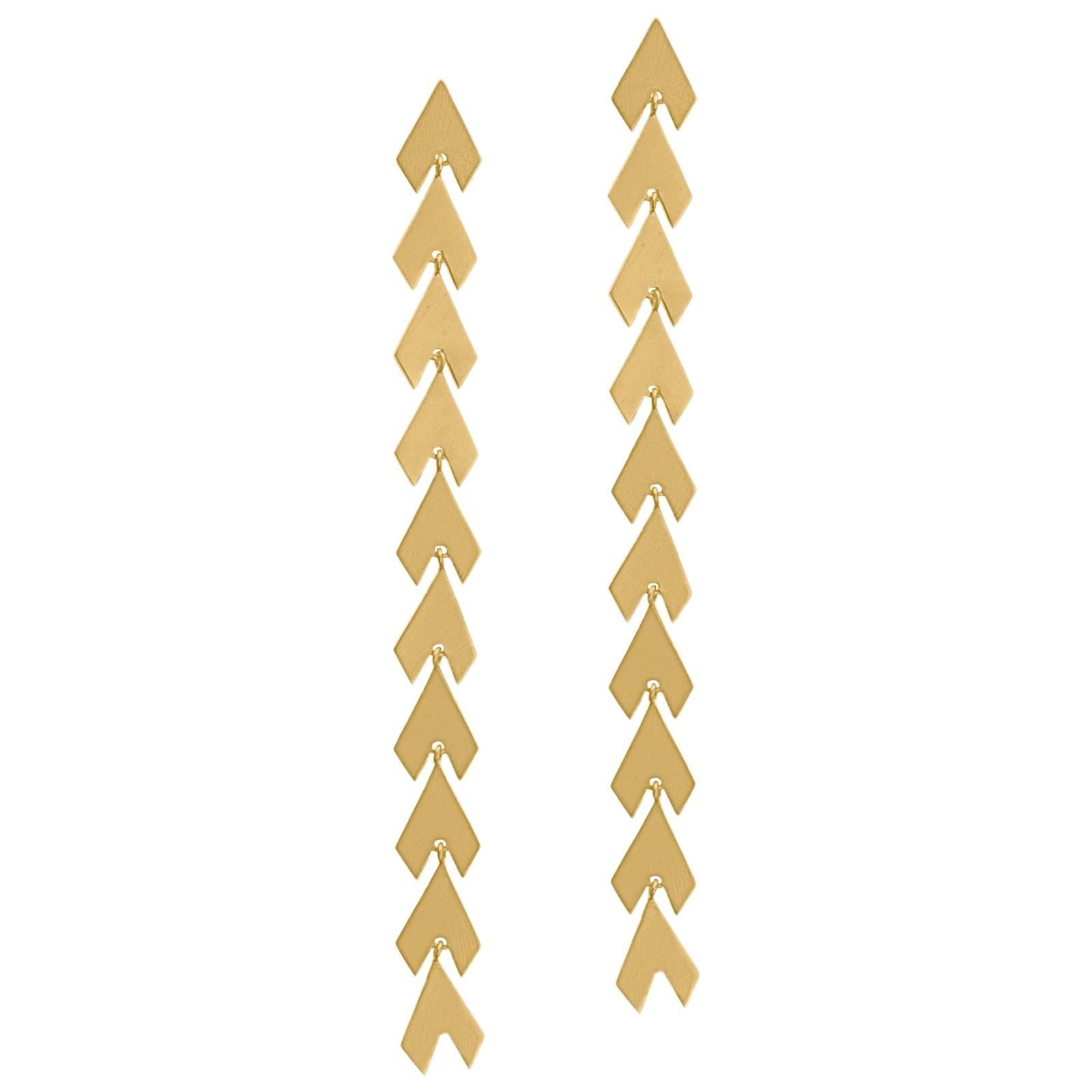 Earrings Timeless Long  Drop 18k Gold-Plated Sterling Silver Arrow Shaped Greek 