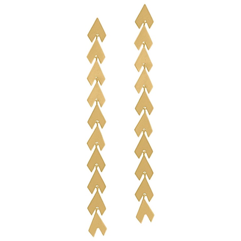 Earrings Timeless Long Drop 18k GoldPlated Sterling Silver Arrow Shaped Greek For Sale at 1stdibs