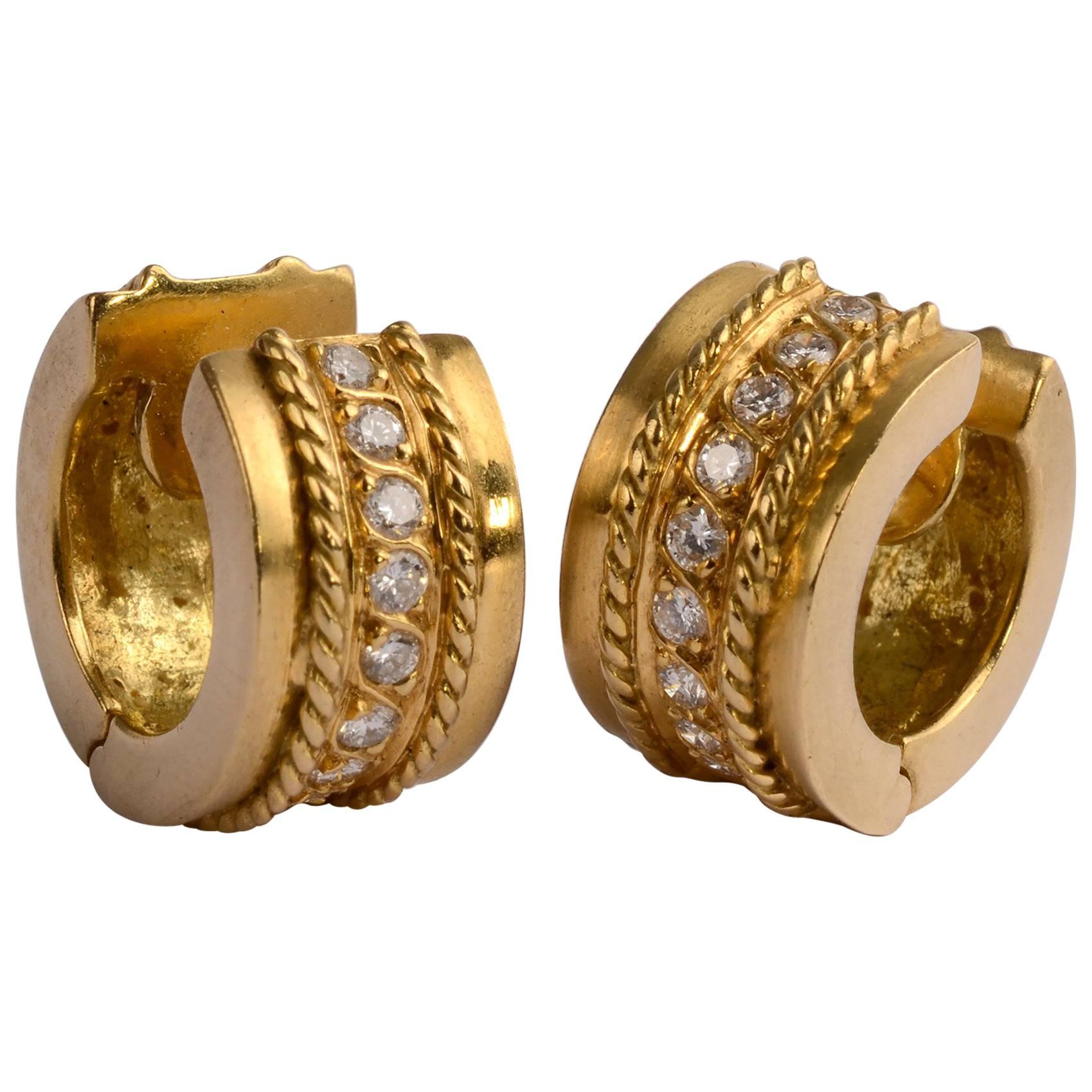  Diamond Gold Huggie Earrings