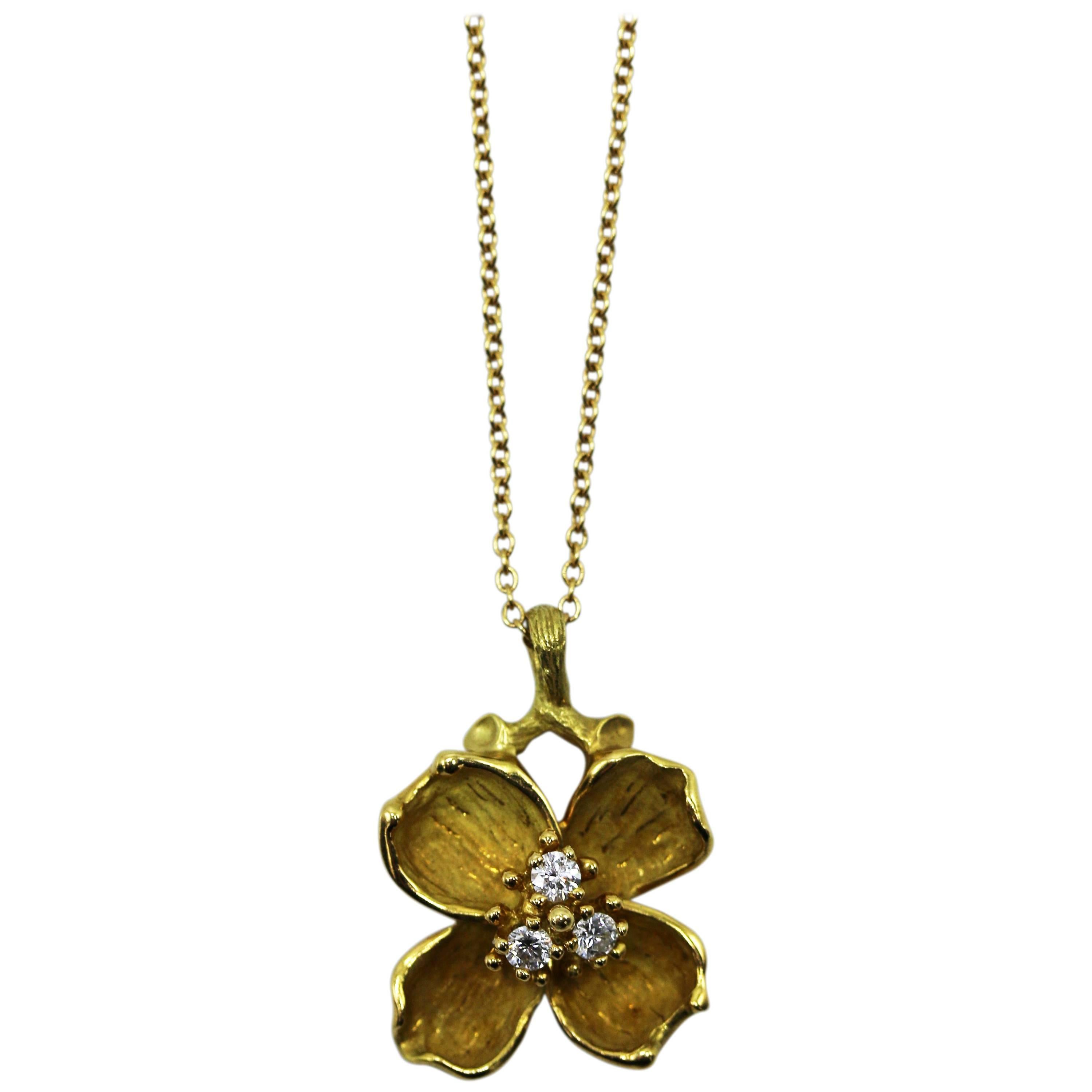 Tiffany & Co. Diamond and Gold Flower Pendant