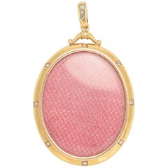 Antique Late Victorian Oversize Gold Locket with Rose Cut Diamonds