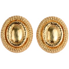 Vintage Huge Oval Gold Earrings