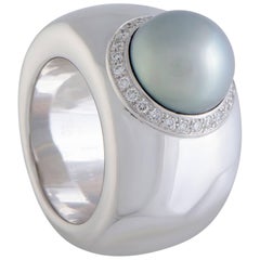 Dior Black Pearl Diamond Pave Gold Band Ring