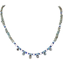 Ägyptische Fayence-Perlen mit sechs Critrine-Brioletten aus Ägypten