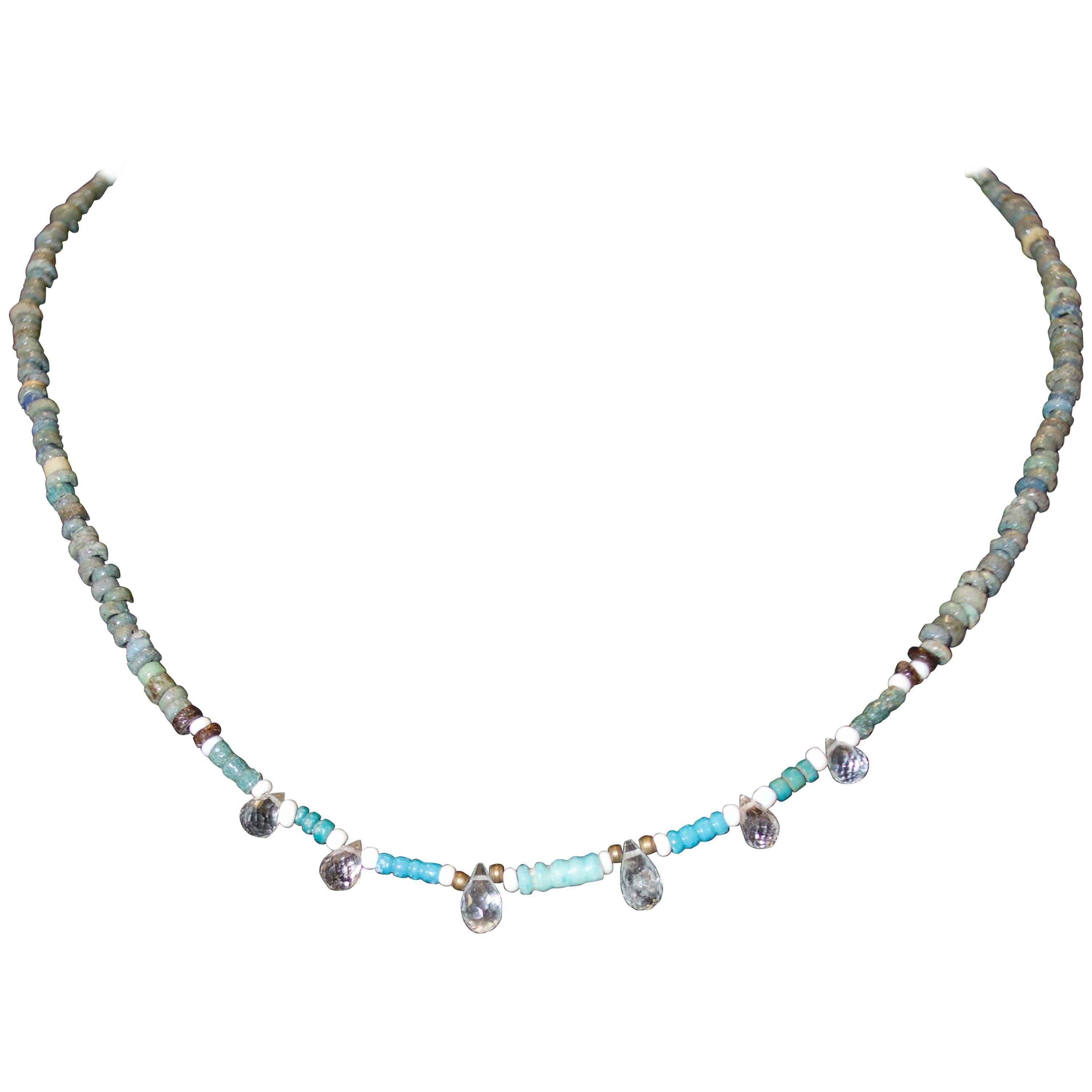 Egyptian Faience Beads with Six Critrine Briolettes