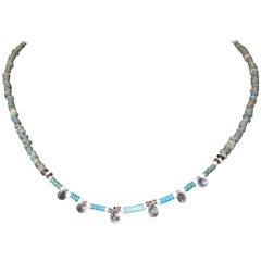 Egyptian Faience Beads with Six Critrine Briolettes