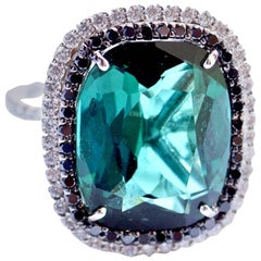 9.06 Carat Green Tourmaline and Diamond Shimmee Ring