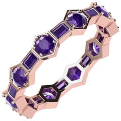 Natural Purple Amethyst Eternity Band Conceived in 18 Karat Rose Gold