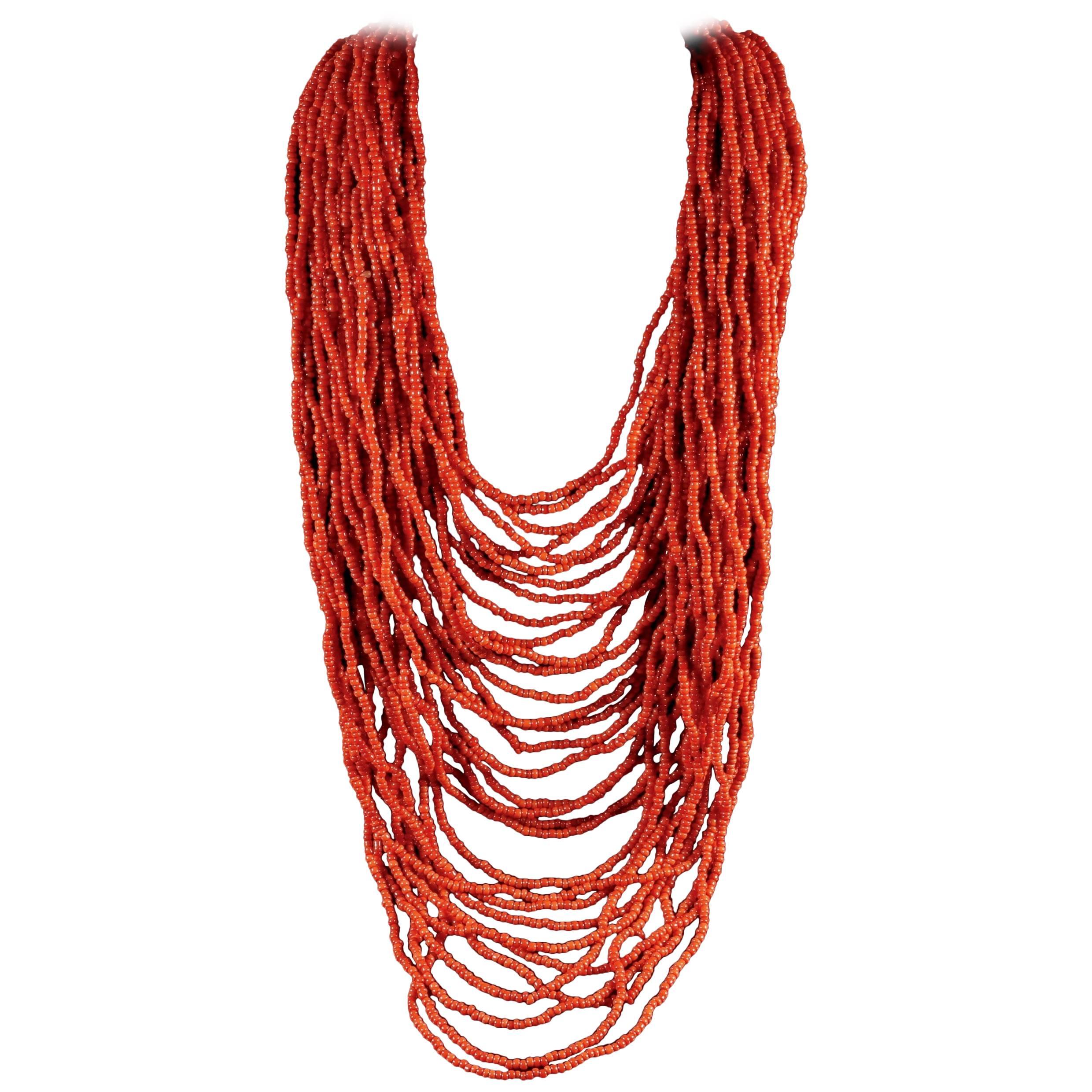 Antique Victorian Long Coral Necklace