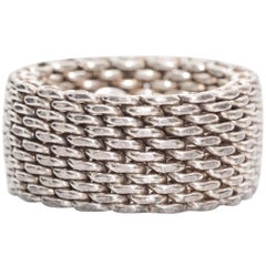 Tiffany & Co. Somerset Sterling Silver Mesh Chain Link Ring