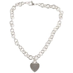 Retro Tiffany & Co. Heart Charm Sterling Silver Choker Necklace