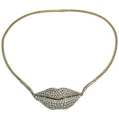 3.00 Carat Two-Tone Gold Choker Necklace with Pave Diamonds