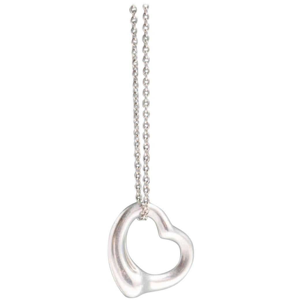 Tiffany & Co. Elsa Peretti Heart Pendant Sterling Silver Necklace