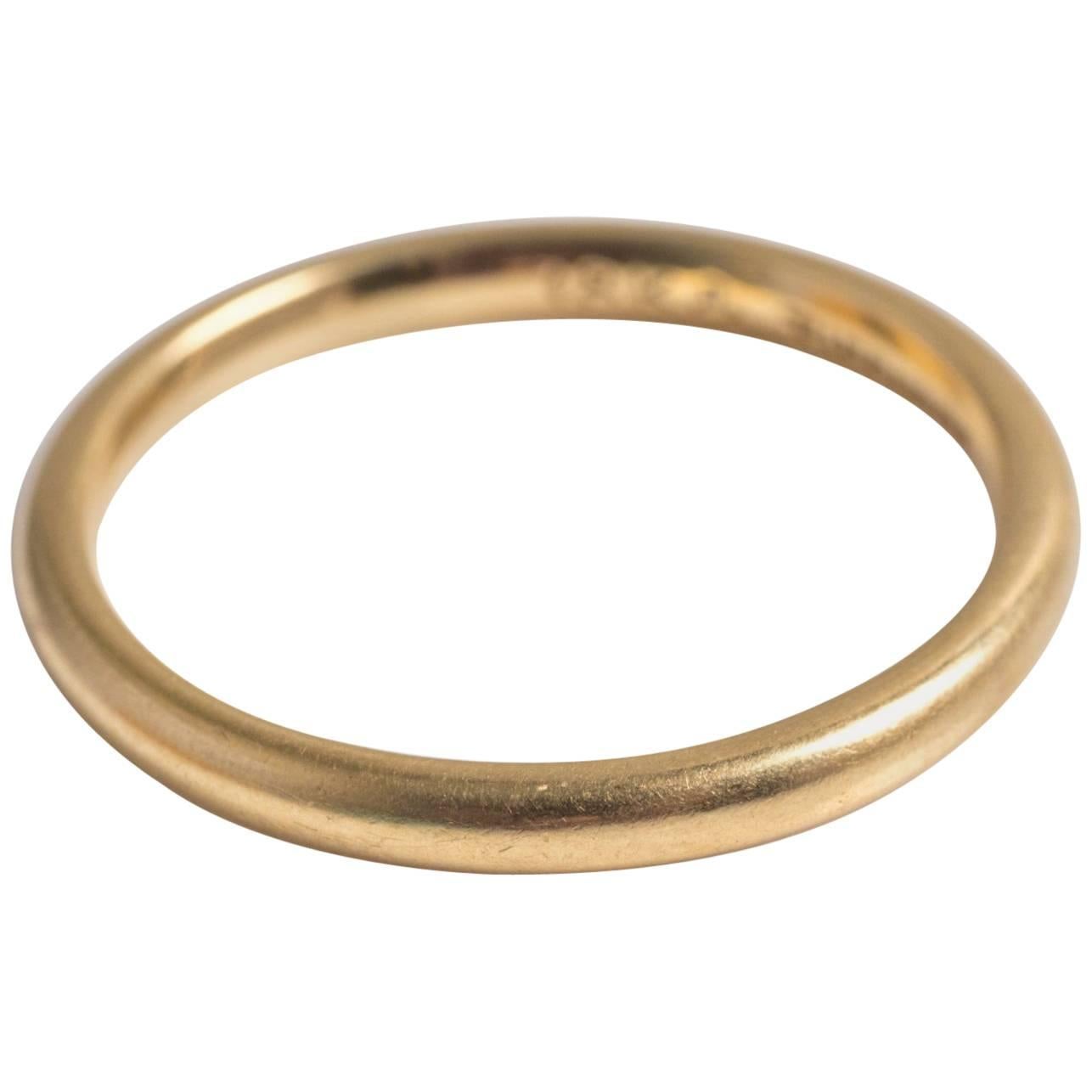 1930s Tiffany & Co. 18 Karat Yellow Gold Wedding Band Ring