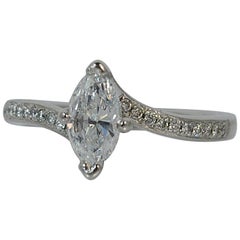 1.00 Carat Marquise Cut Diamond Platinum Ladies Solitaire Engagement Ring