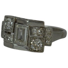 Art Deco 1.30 Carat Diamond and Platinum Panel Cluster Ring
