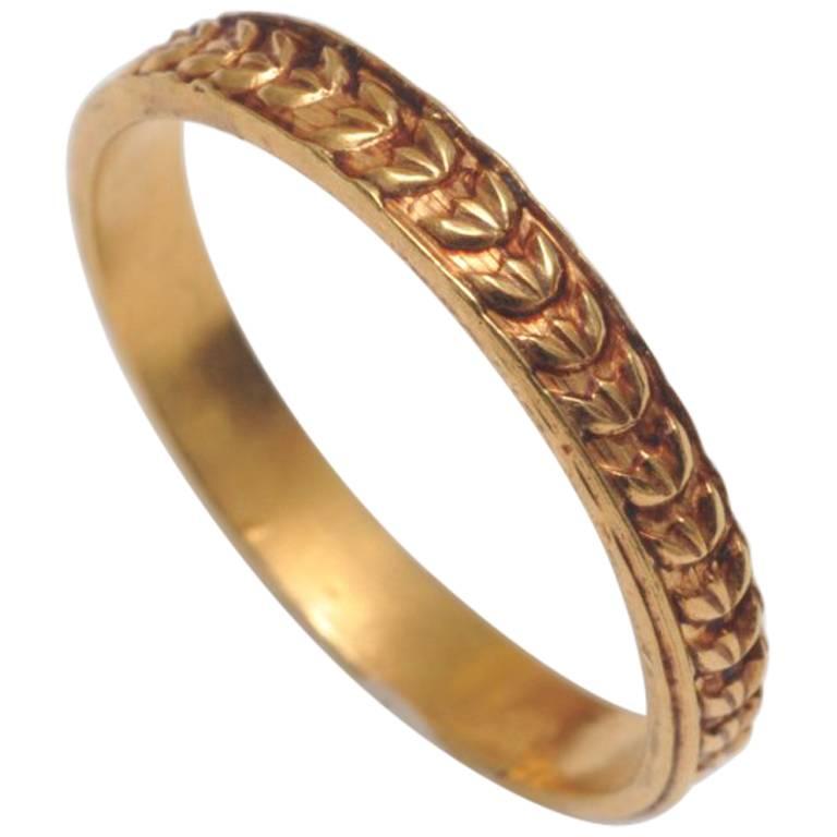 22 Karat Gold Band with Laurel Wreath Design at 1stDibs | laurel wreath ring,  laurel wreath band